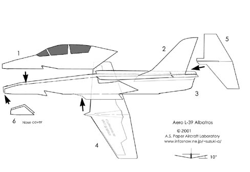 Plan for constructing a model L-39 Albatross from Incredible Adventures