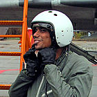 Vijay prepares for his high-altitude flight in a Russian MiG-29.