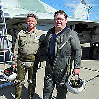 Tony flew a MiG-29 to the edge of space with Sokol Test Pilot Sergey Kara.