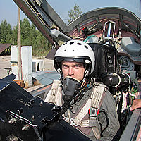Petru traveled from Switzerland to fly a MiG-29 at the Sokol Aircraft Factory.