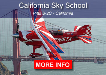 California Sky School air combat maneuvers, aerobatics, upset training, bush pilot flying, special event flyovers, scenic rides in the Pitts S-2C
