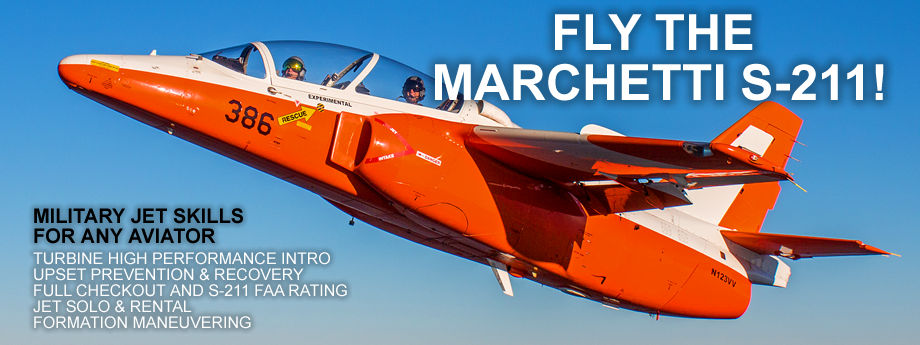 Fly a fighter jet and learn military jet Skills in the Marchetti S-211.