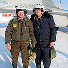 Sokol Test Pilot Yuri Polyakov and IA client Bryan J are dressed for a winter flight to the edge of space in the legendary MiG-29. Sokol has a room full of boots, coats, flight suits and helmets so they're sure to have the right size for every IA client.