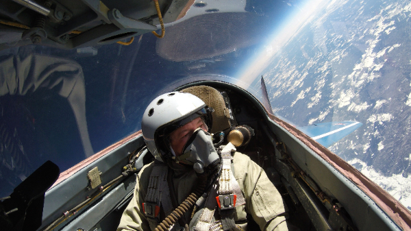 Edge of Space view from the cockpit of a MiG fighter jet