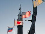 Flags at launch of Soyuz TMA-17
