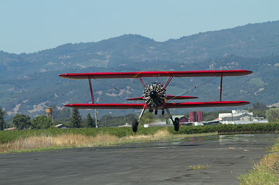P-17 Stearman on the runway in Sonoma California
